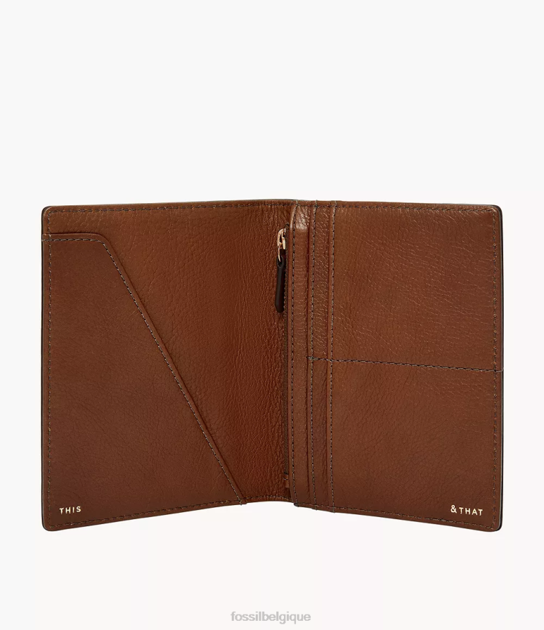 Fossil accessoire femmes étui de passeport rfid de voyage brun 8V46041978