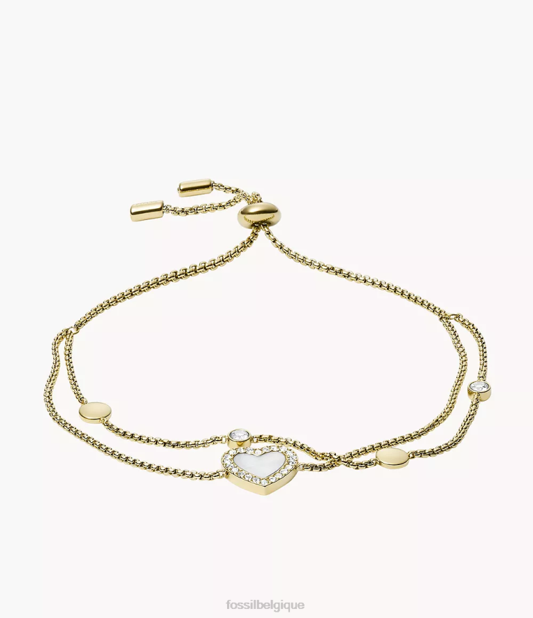 Fossil bijoux femmes bracelet acier inoxydable duo coeur val ton d'or 8V4604986