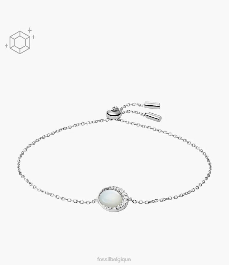 Fossil bijoux femmes bracelet à chaîne en forme de croissant en argent sterling nacre blanche 8V4604993