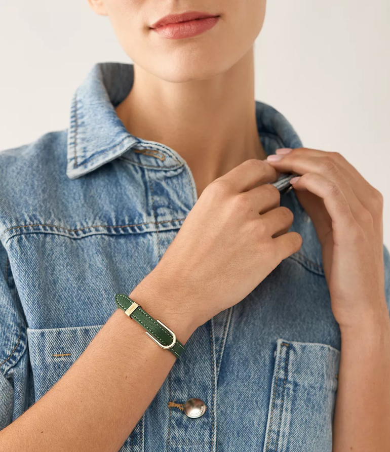 Fossil bijoux femmes bracelet en cuir Heritage D-Link vert 8V46041251