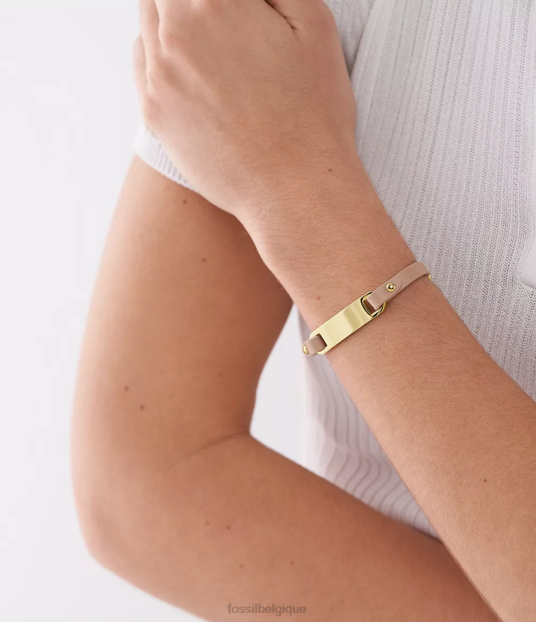 Fossil bijoux femmes bracelet en cuir à plaque Heritage café au lait brun 8V46041001