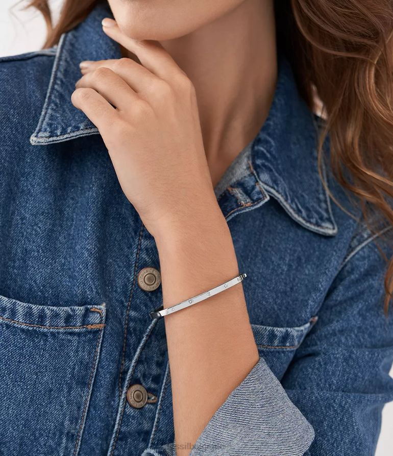 Fossil bijoux femmes bracelet jonc en acier inoxydable brillant sadie argenté 8V46041030