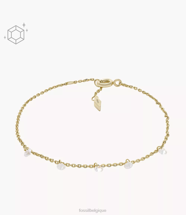 Fossil bijoux femmes bracelet suspendu en laiton plaqué 14 carats et acier inoxydable Sadie Shine Bright or 8V4604996