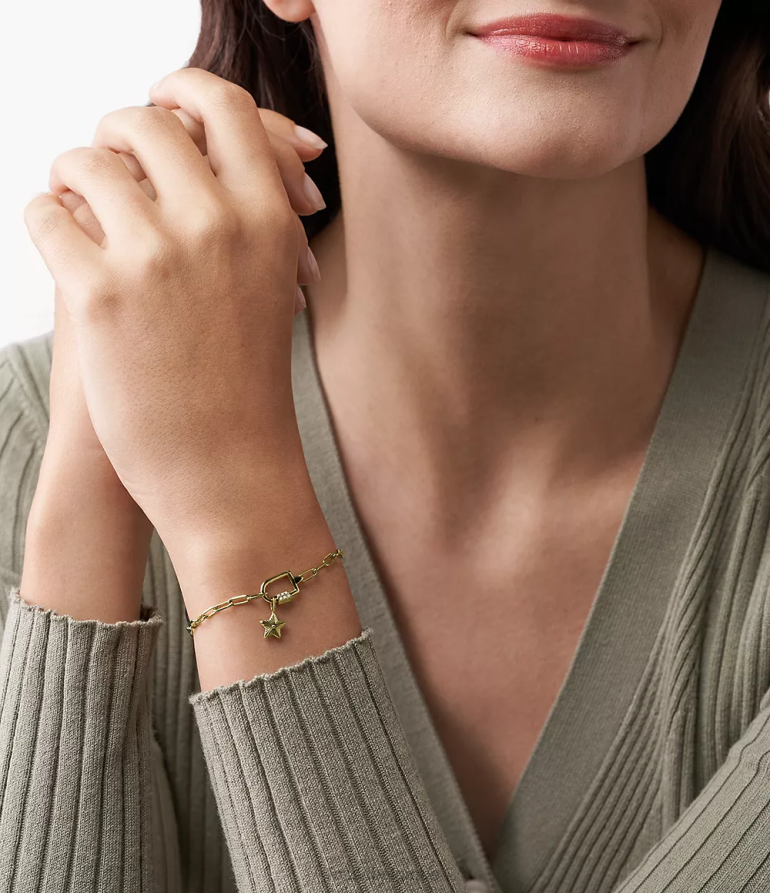 Fossil bijoux femmes corra oh si charmant charme en acier inoxydable ton d'or 8V46041170