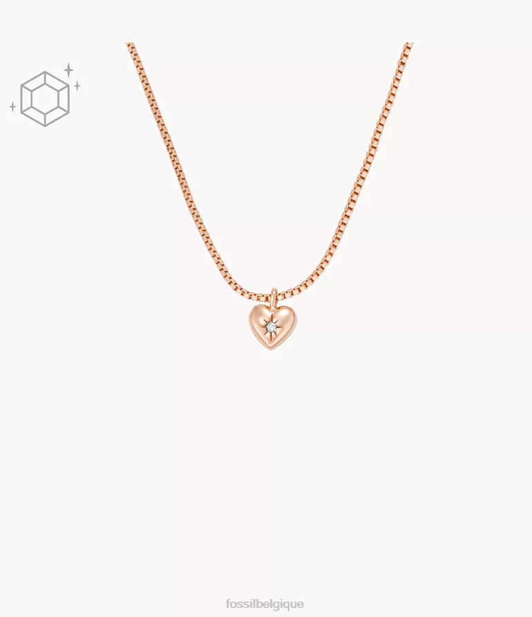 Fossil bijoux femmes Collier de station de diamants cultivés en laboratoire transparent plaqué 14 carats True Love or rose 8V4604924
