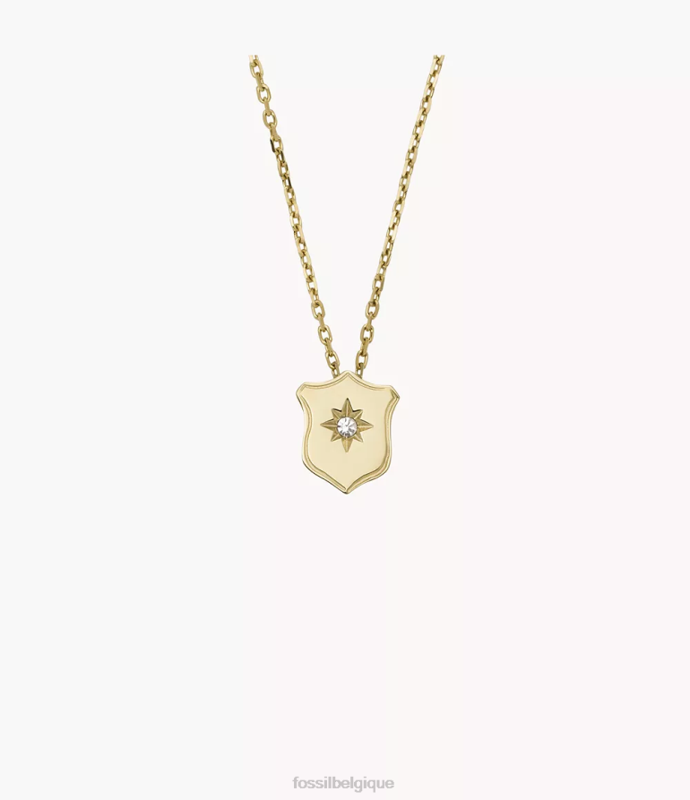 Fossil bijoux femmes Heritage Essentials - Collier à pendentif bouclier en acier inoxydable ton d'or 8V4604951