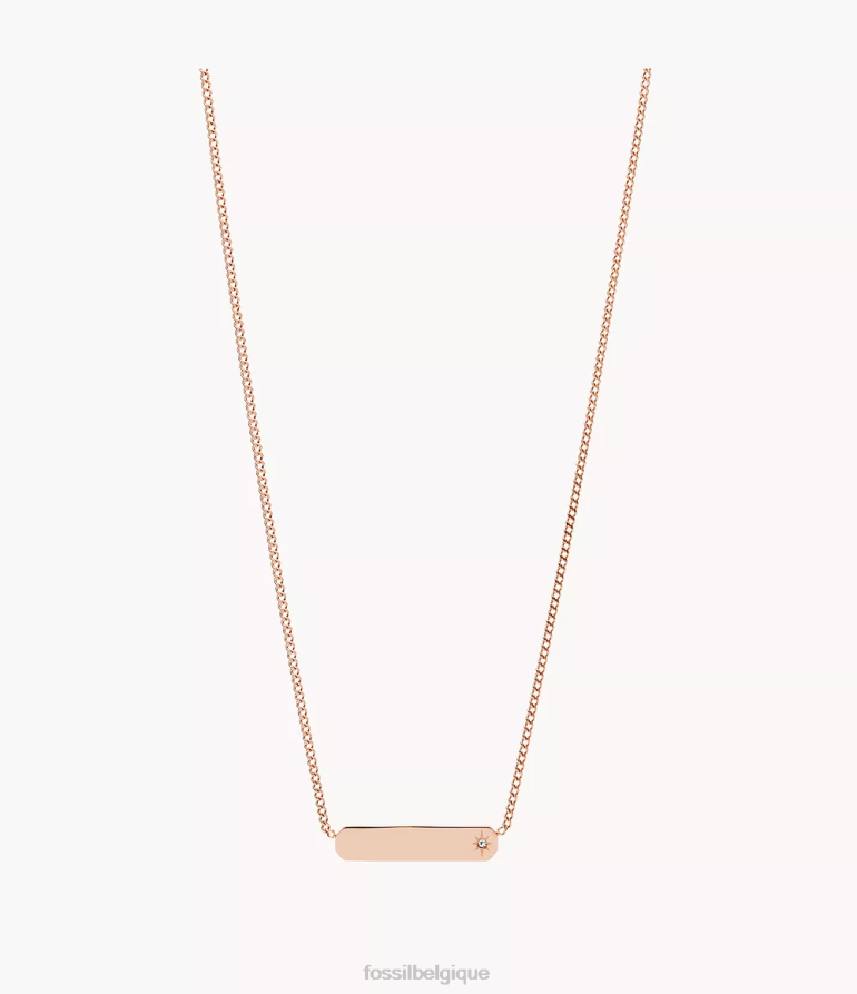 Fossil bijoux femmes Lane Rose - Collier chaîne barre en acier inoxydable ton d'or 8V4604906