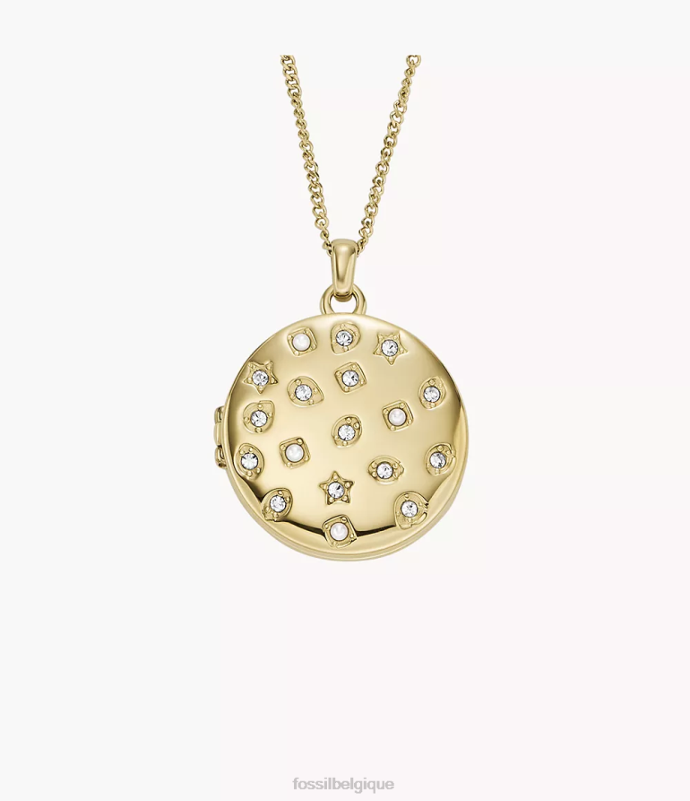 Fossil bijoux femmes collier chaîne en acier inoxydable collection médaillon ton d'or 8V4604901