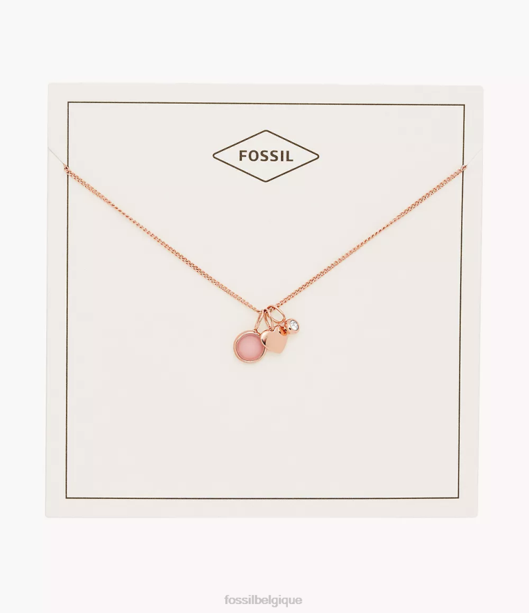 Fossil bijoux femmes collier coeur de géorgie et quartz électronique roses 8V4604925