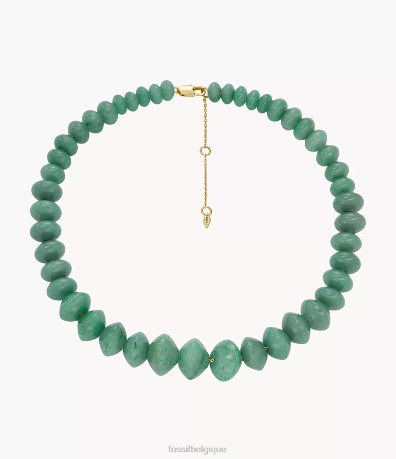 Fossil bijoux femmes collier de perles d'aventurine tout empilé vert 8V4604934