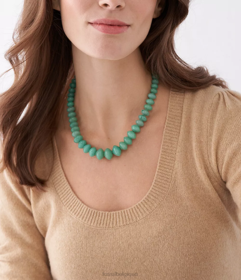 Fossil bijoux femmes collier de perles d'aventurine tout empilé vert 8V4604934