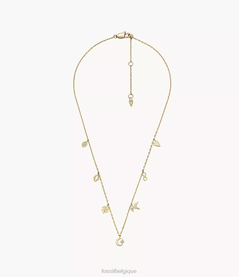 Fossil bijoux femmes collier de station en acier inoxydable icônes Sutton doré 8V46041189