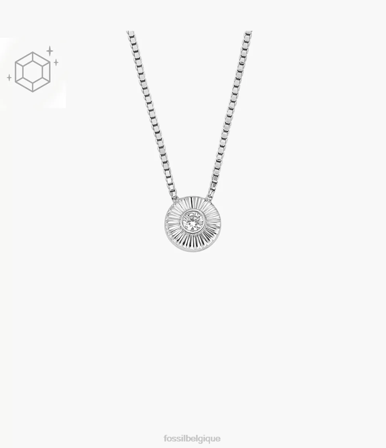 Fossil bijoux femmes collier pendentif cercle texture sterling argent 8V4604926