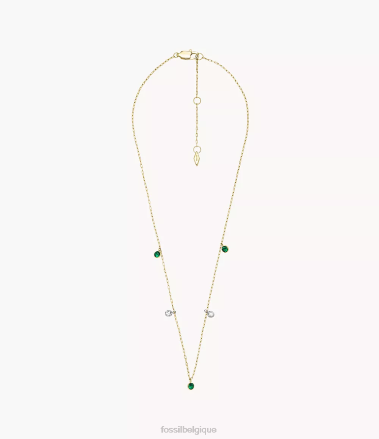 Fossil bijoux femmes collier pendentif éclat festif sadie cristal vert vif et clair 8V46041255