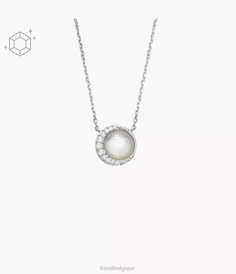 Fossil bijoux femmes collier à pendentif croissant en argent sterling nacre blanche 8V4604954