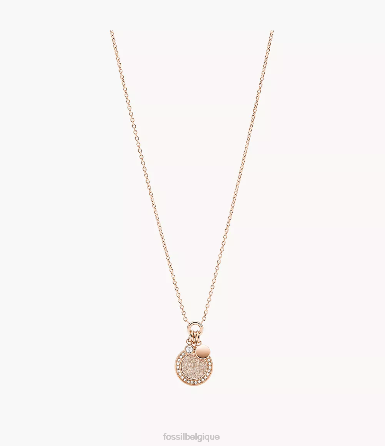 Fossil bijoux femmes collier pendentif en acier halo sutton ton doré rose 8V46041310