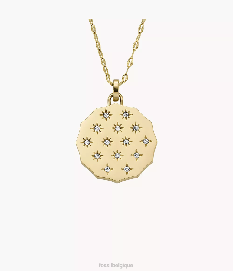 Fossil bijoux femmes collier à pendentif en acier inoxydable à bords festonnés Sadie ton d'or 8V4604913