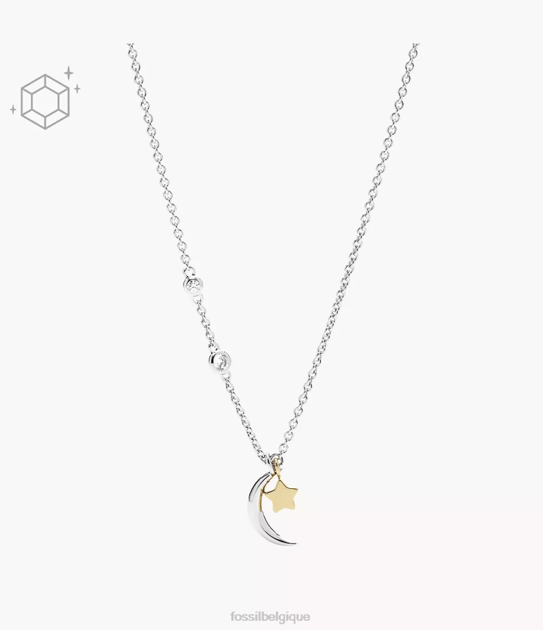 Fossil bijoux femmes collier étoile sterling et croissant de lune elliott argent 8V4604929