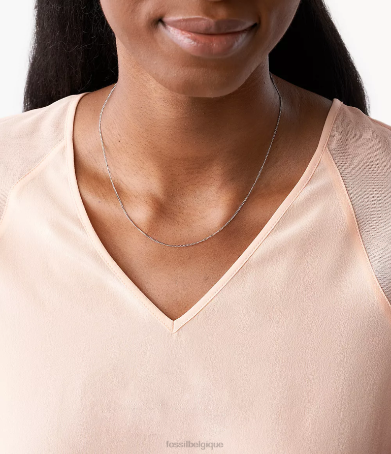 Fossil bijoux femmes corra oh so charmant collier court en chaîne en acier inoxydable argenté 8V46041162