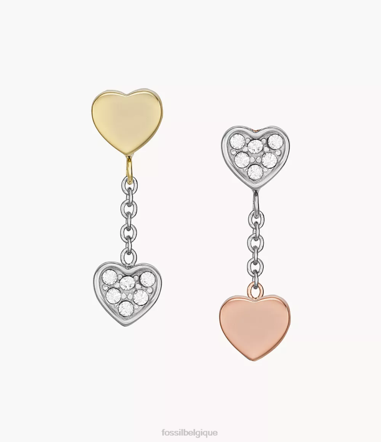 Fossil bijoux femmes Sadie Galentine - Boucles d'oreilles pendantes en acier inoxydable tricolore deux tons 8V46041089