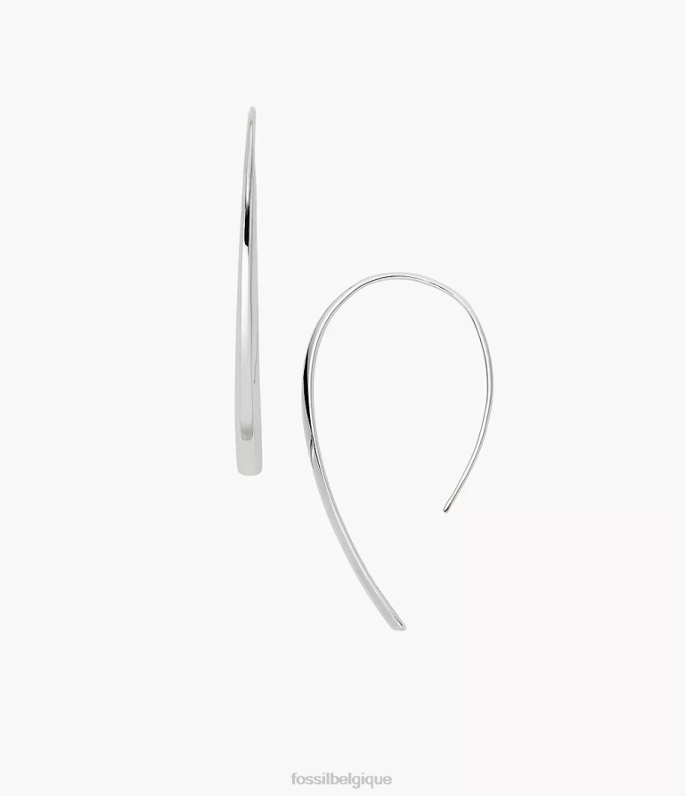 Fossil bijoux femmes boucle d'oreille créole biseautée sadie en acier inoxydable argent 8V46041032