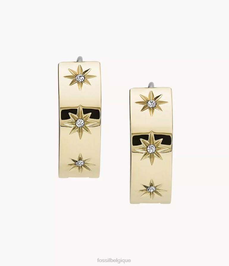 Fossil bijoux femmes boucle d'oreille créole en acier inoxydable brillant Sutton ton d'or 8V46041051