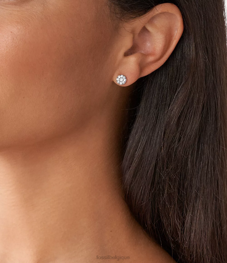 Fossil bijoux femmes boucle d'oreille en acier inoxydable disque Sutton argenté 8V46041038