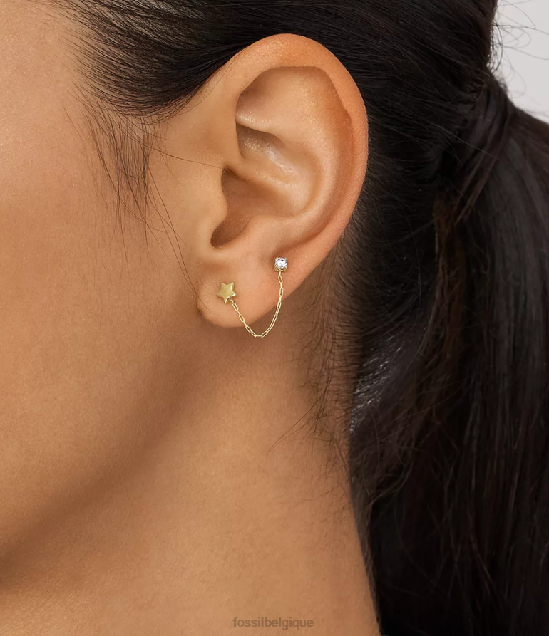 Fossil bijoux femmes boucle d'oreille grimpeur unique en acier inoxydable tout empilé ton d'or 8V46041071