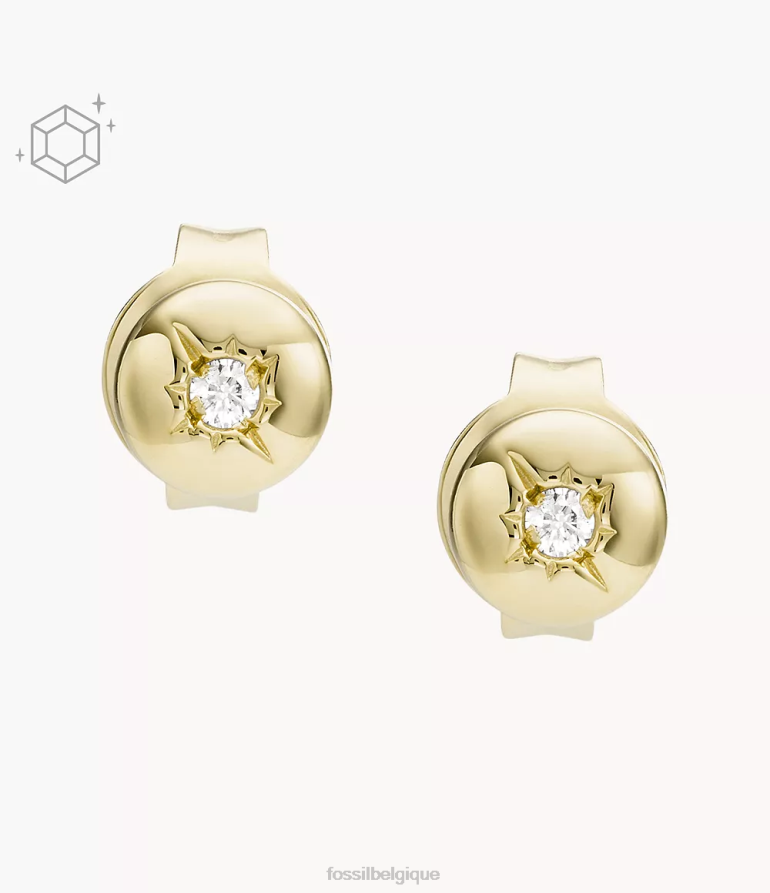 Fossil bijoux femmes boucle d'oreille légère en plaqué sterling 18 carats avec diamant cultivé en laboratoire argent 8V46041253