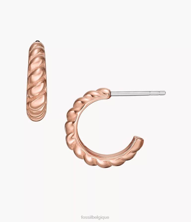 Fossil bijoux femmes boucles d'oreilles créoles en acier inoxydable twists vintage ton doré rose 8V46041081