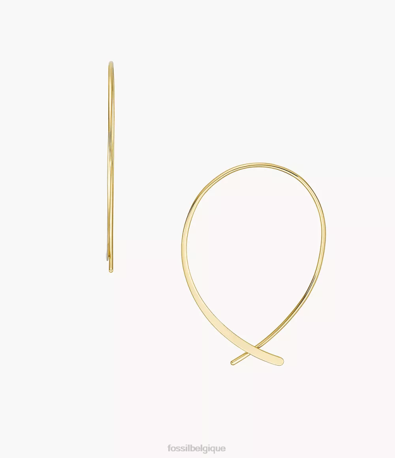 Fossil bijoux femmes boucles d'oreilles créoles murmurées en laiton toutes empilées ton d'or 8V46041039