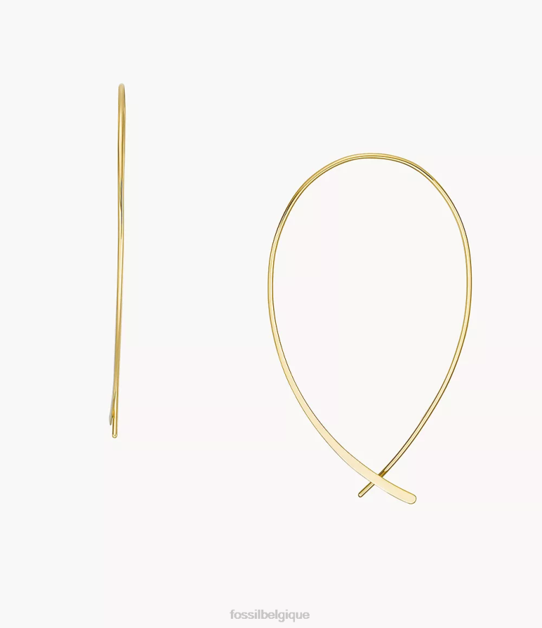 Fossil bijoux femmes boucles d'oreilles créoles murmurées en laiton toutes empilées ton d'or 8V46041080