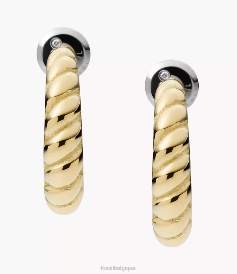 Fossil bijoux femmes boucles d'oreilles créoles sadie vintage twists en acier inoxydable ton d'or 8V46041060