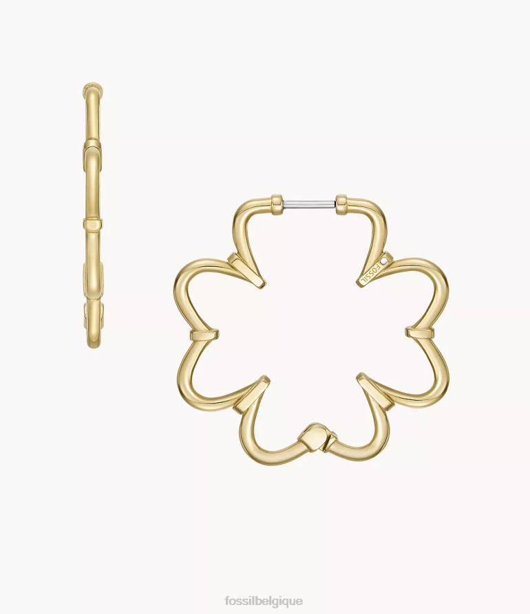 Fossil bijoux femmes boucles d'oreilles créoles soleil en acier inoxydable doré 8V46041053