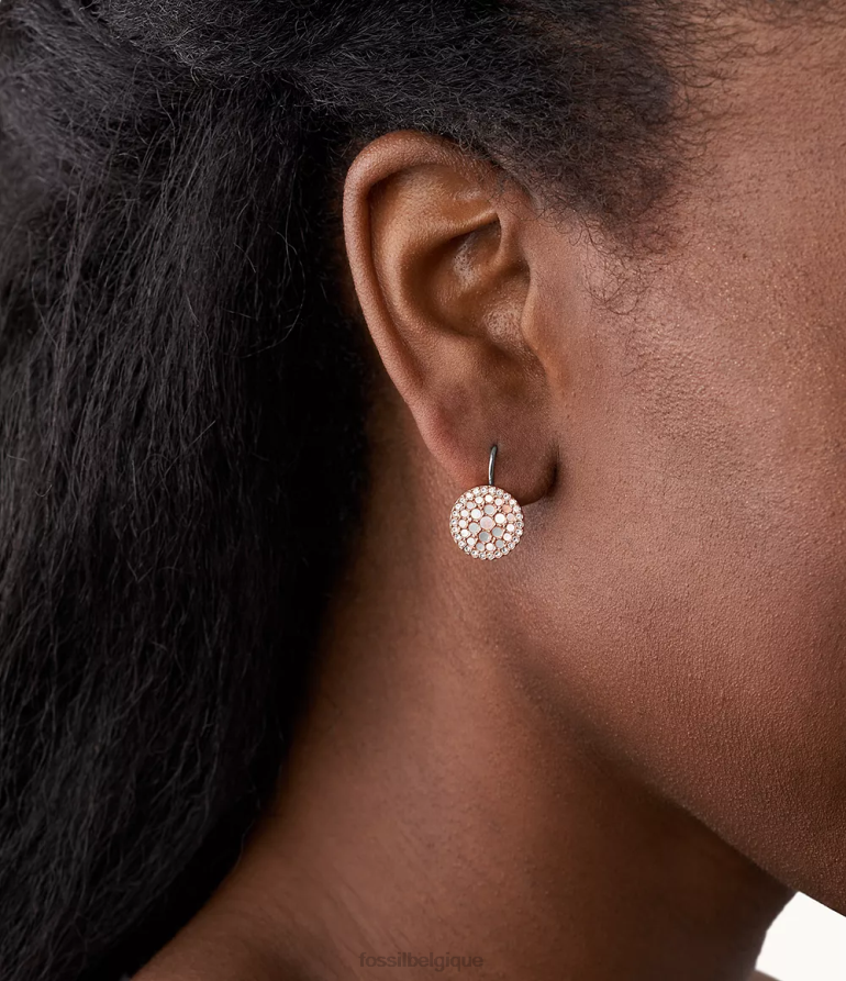 Fossil bijoux femmes boucles d'oreilles pendantes à disque en mosaïque val nacre 8V46041046