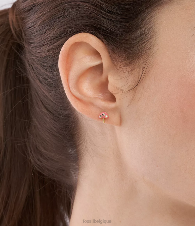 Fossil bijoux femmes boucles d'oreilles à tige en forme de champignon aux couleurs pop rose 8V46041042