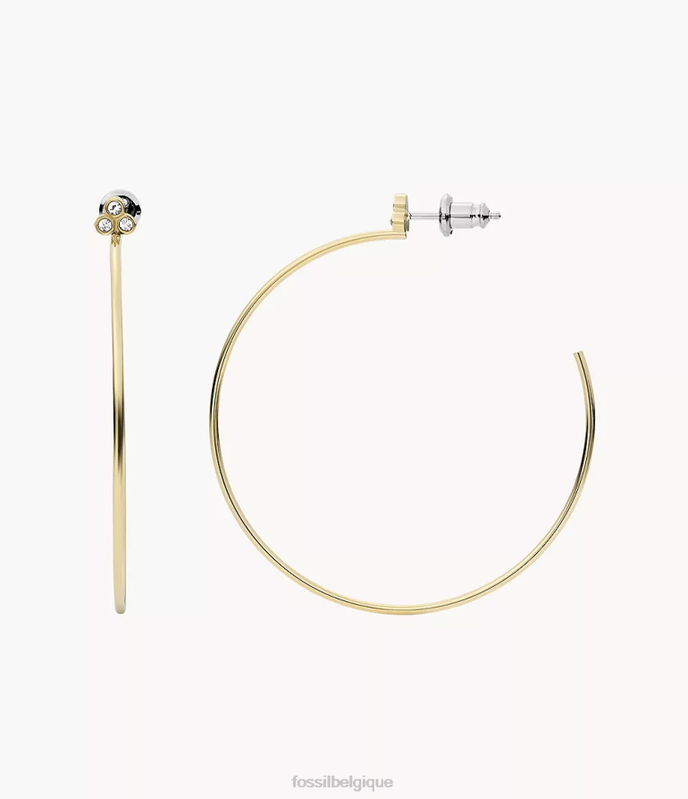 Fossil bijoux femmes créoles sadie trio à paillettes en acier inoxydable ton d'or 8V46041058