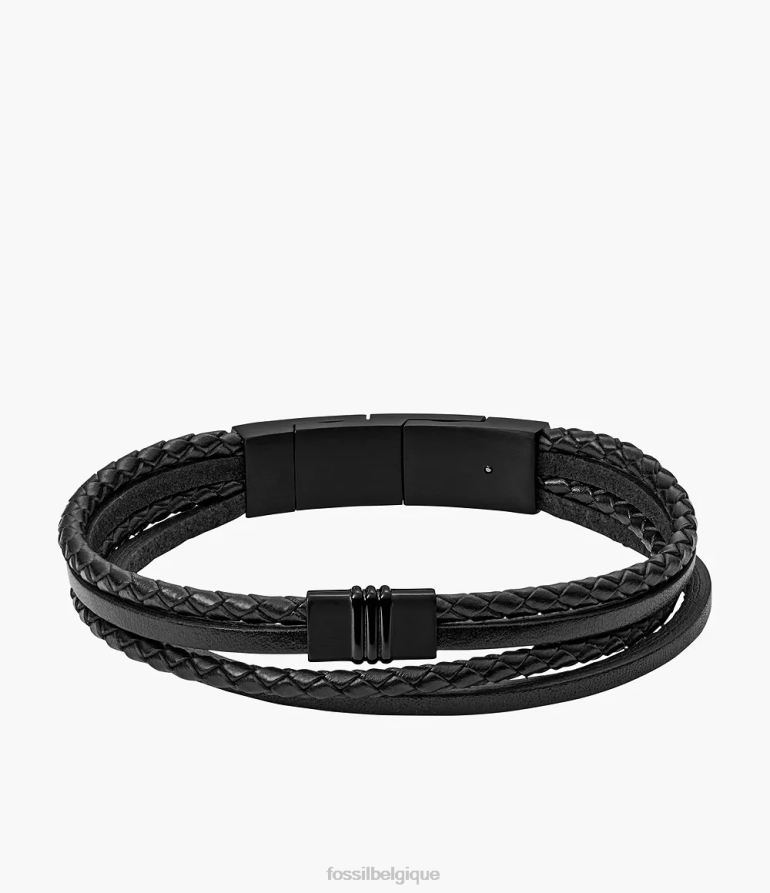 Fossil bijoux Hommes bracelet en cuir multirangs noir 8V46041887