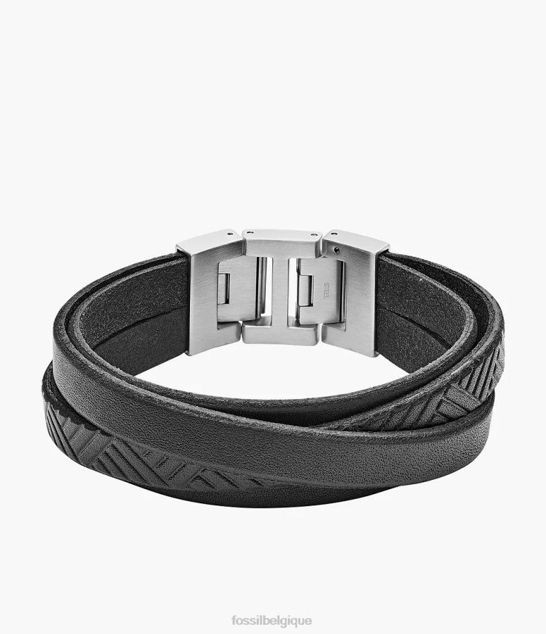Fossil bijoux Hommes bracelet en cuir noir 8V46041861