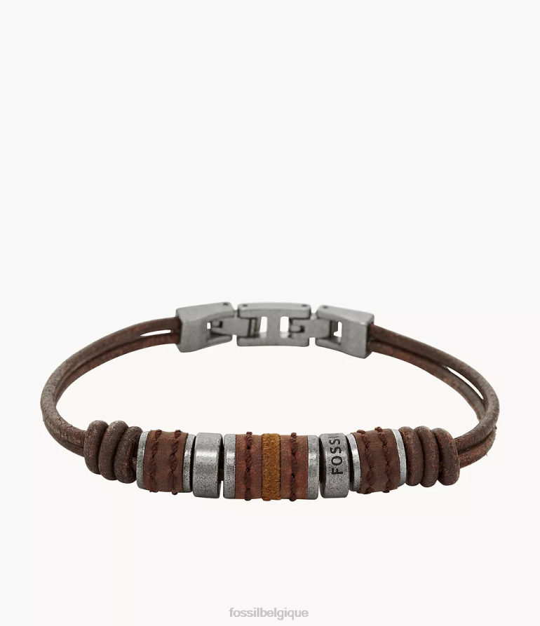 Fossil bijoux Hommes bracelet en cuir rondell brun 8V46041892