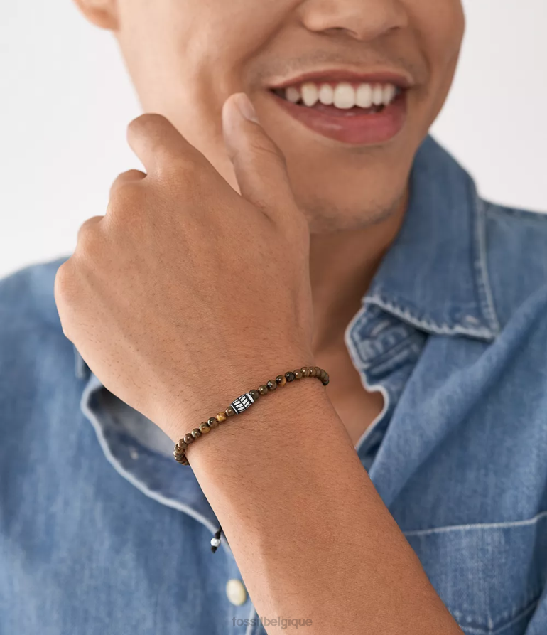 Fossil bijoux Hommes bracelet perlé oeil de tigre 8V46041870