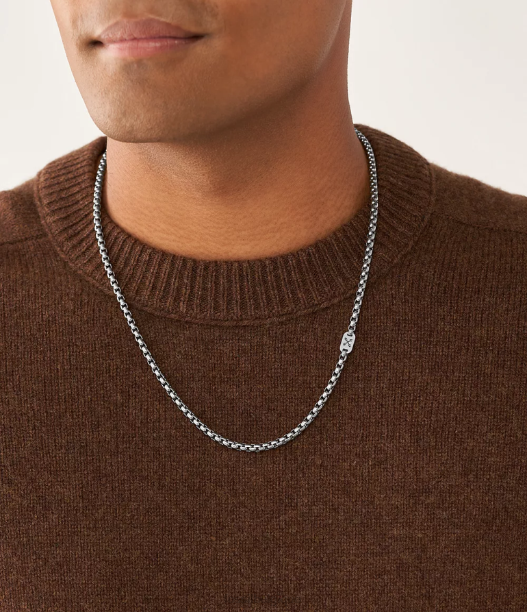 Fossil bijoux Hommes collier chaîne aventurier en acier inoxydable argenté 8V46041908