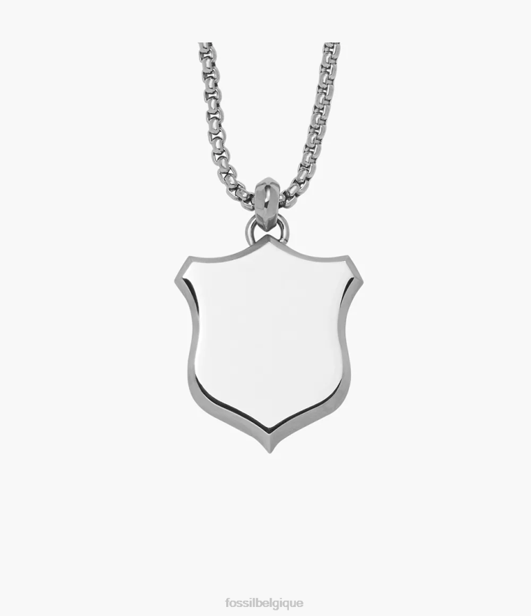Fossil bijoux Hommes collier pendentif en acier inoxydable bouclier du patrimoine argenté 8V46041922