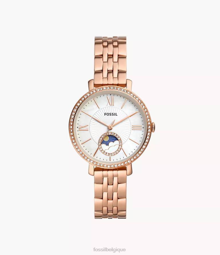 Fossil montre femmes Montre multifonction en acier inoxydable ton sur ton Sun Moon Jacqueline or rose 8V460450
