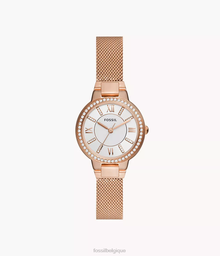 Fossil montre femmes montre Virginia à trois aiguilles en maille d'acier inoxydable ton doré rose 8V460437