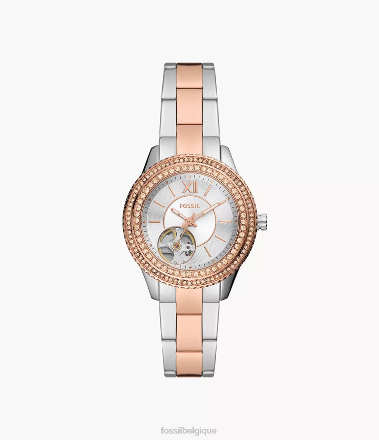 Fossil montre femmes montre automatique Stella en acier inoxydable deux tons 8V460478