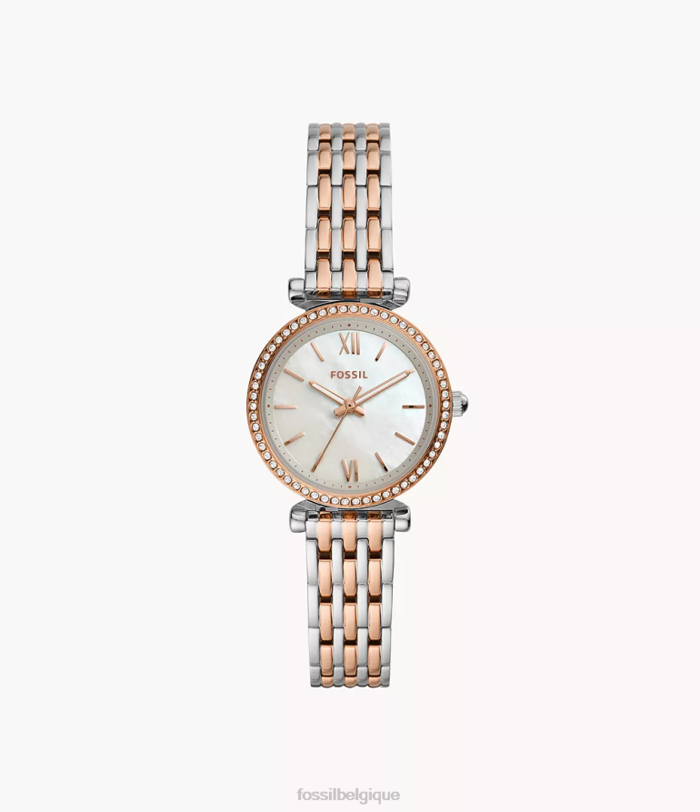 Fossil montre femmes montre carlie mini à trois aiguilles en acier inoxydable deux tons 8V460474