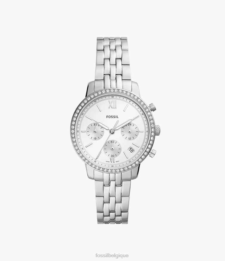 Fossil montre femmes montre chronographe neutre en acier inoxydable argenté 8V460456