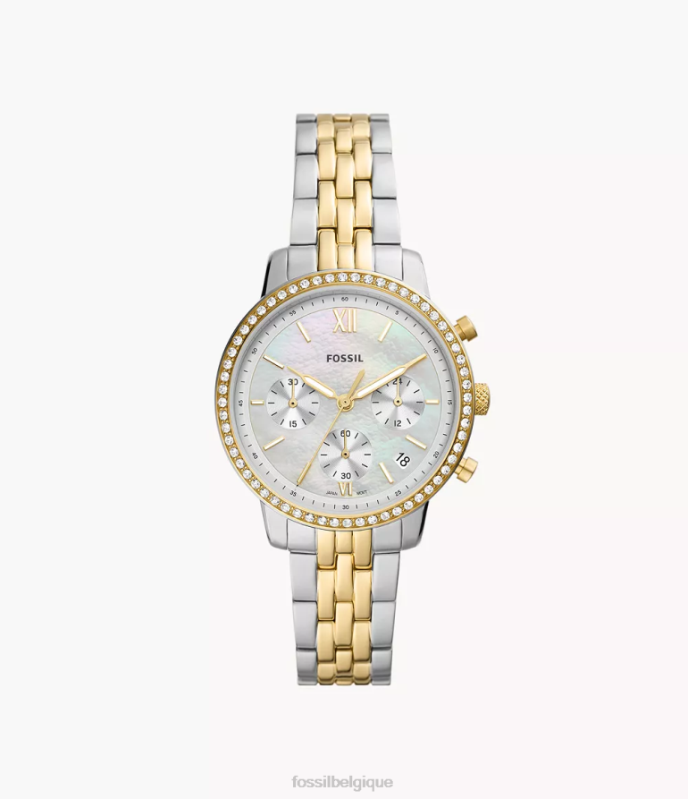 Fossil montre femmes montre chronographe neutre en acier inoxydable deux tons 8V460454