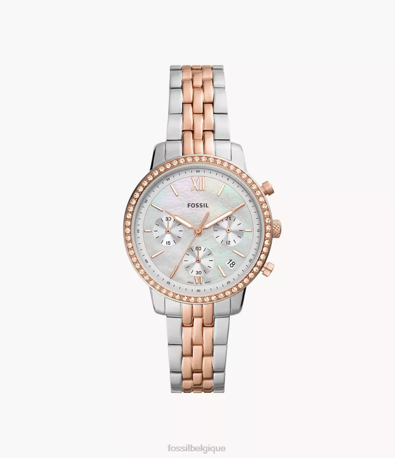 Fossil montre femmes montre chronographe neutre en acier inoxydable deux tons 8V460457